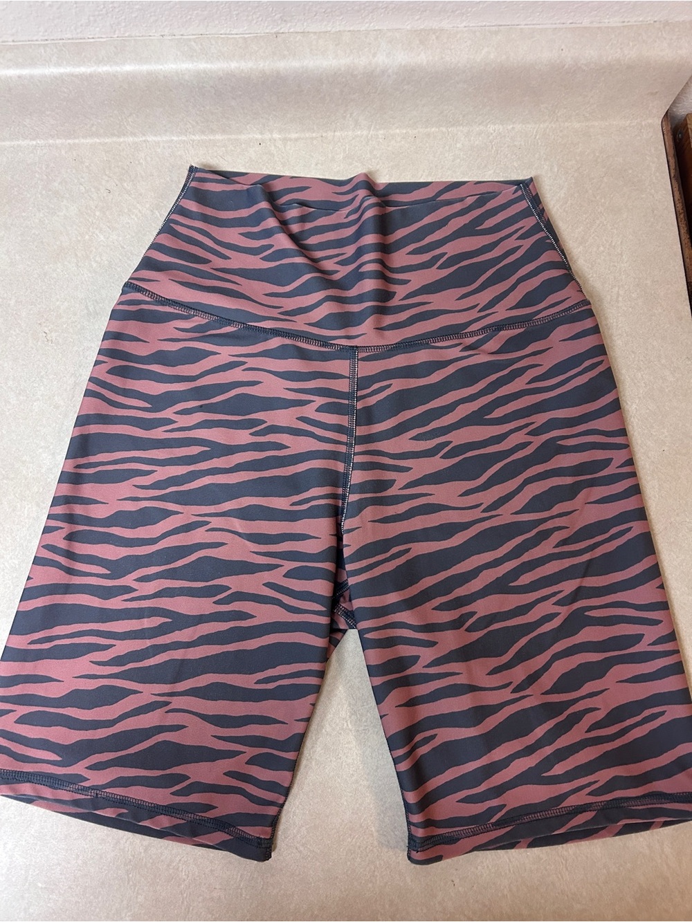 American Eagle Outfitters High-Waist Zebra Bike Shorts — Dusty Rose & Black